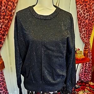 Nine West sweater, black with multi colored sparkles, blue, red and yellow. L
